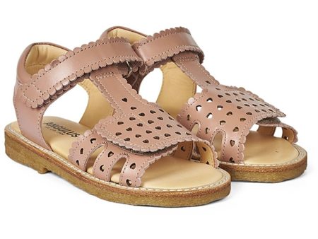 Angulus Sandal W. Velcro And Hearts Dark Peach Online now