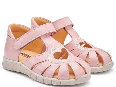 Angulus Heart Sandal W. Velcro Rosa Rosa Glitter Supply