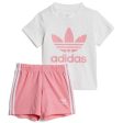 adidas Originals White   Pink Shorts Tee Set Cheap