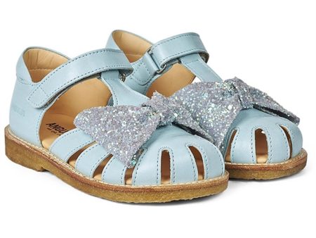 Angulus Sandal W. Bow And Velcro Mint Mint Glitter Sale