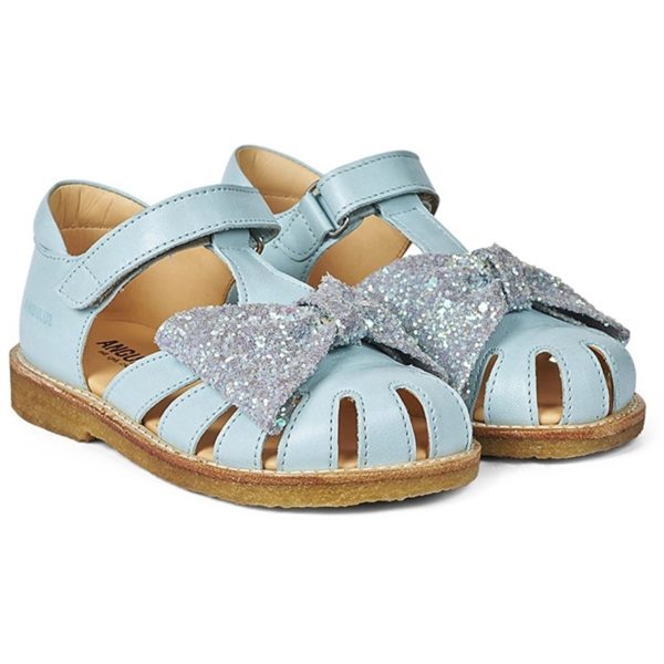 Angulus Sandal W. Bow And Velcro Mint Mint Glitter Sale