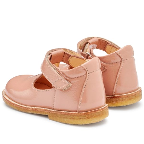 Angulus Mary Janes W. Heart and Velcro Dark Peach For Cheap