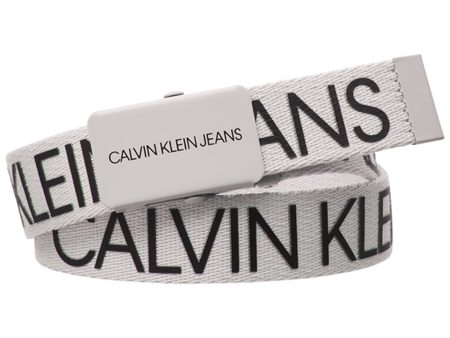 Calvin Klein Canvas Logo Belt Ghost Grey For Discount