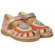 Angulus Sandal W. Rainbow And Velcro Dark Peach Coral Yellow Blue Supply