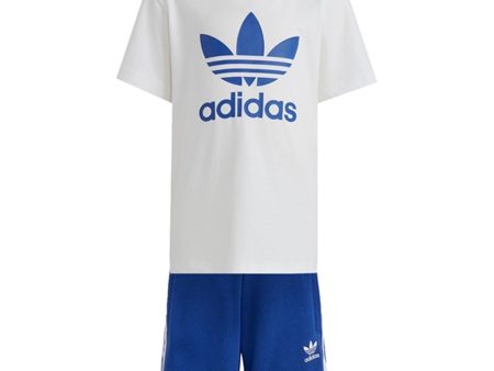 adidas Originals White   Blue Shorts Tee Set Online Hot Sale