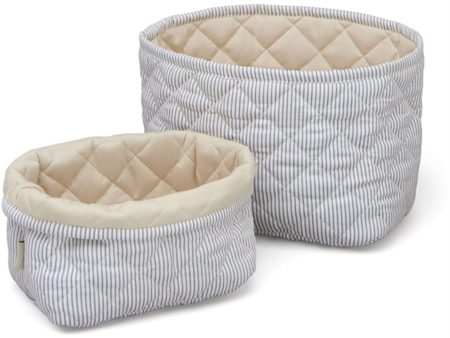 Cam Cam Copenhagen Quilted Storage Basket 2-pack Classic Stripes Blue, Praline For Cheap