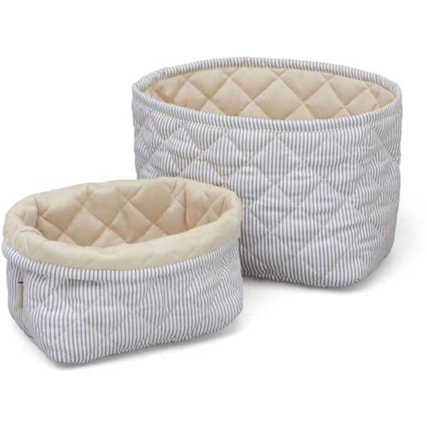 Cam Cam Copenhagen Quilted Storage Basket 2-pack Classic Stripes Blue, Praline For Cheap