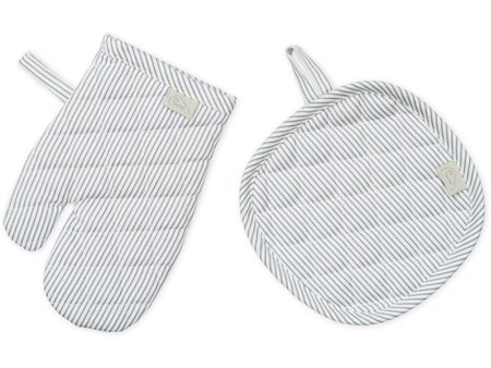 Cam Cam Copenhagen Oven Glove and Pot Holder Classic Stripes Blue Supply