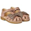 Angulus Sandal W. Bow And Velcro Dark Peach Multi Glitter Hot on Sale