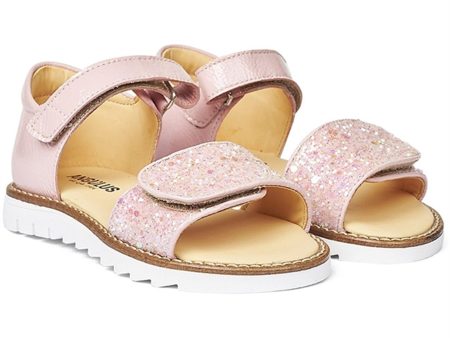 Angulus Sandal W. Velcro Rosa Rosa Glitter For Discount