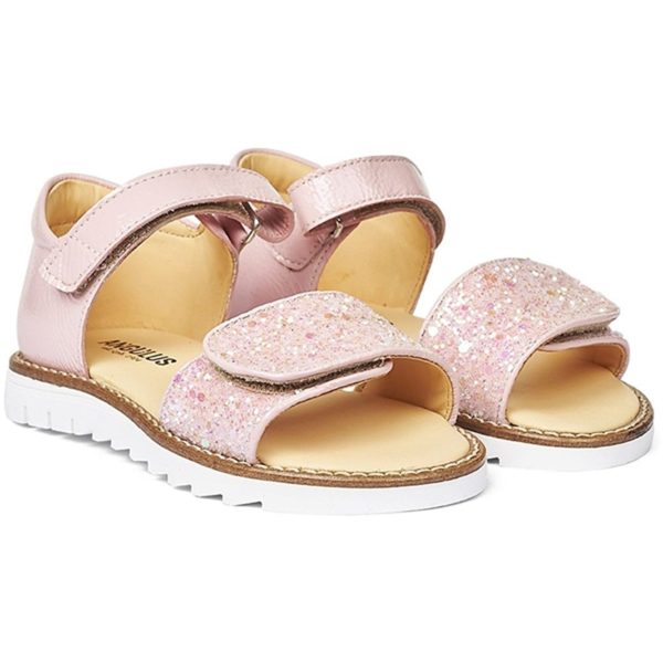 Angulus Sandal W. Velcro Rosa Rosa Glitter For Discount