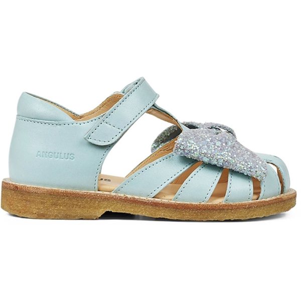 Angulus Sandal W. Bow And Velcro Mint Mint Glitter Sale