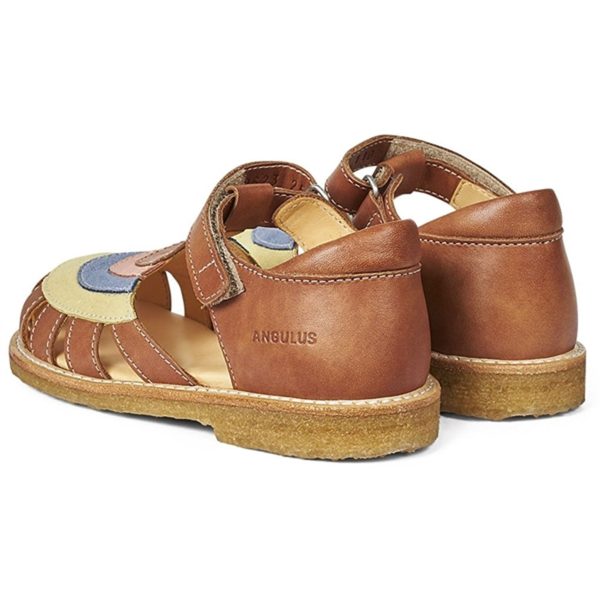 Angulus Sandal W. Rainbow And Velcro Cognac Yellow Blue Peach on Sale