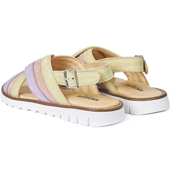 Angulus Sandal W. Open Toe And Buckle Lilac Peach Light Yellow Supply