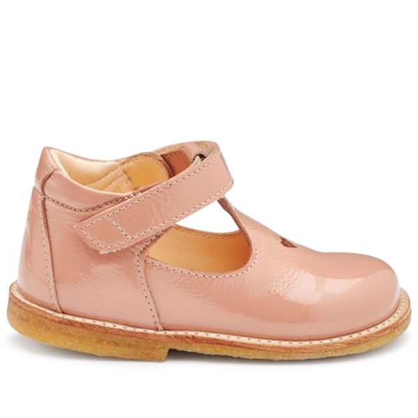 Angulus Mary Janes W. Heart and Velcro Dark Peach For Cheap