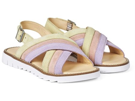 Angulus Sandal W. Open Toe And Buckle Lilac Peach Light Yellow Supply