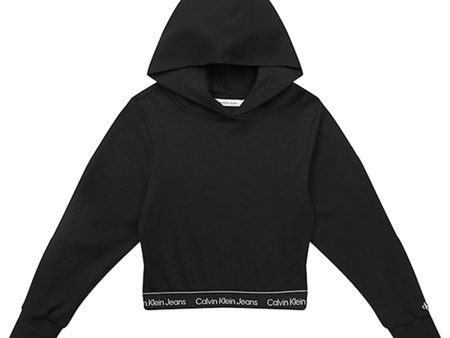 Calvin Klein Punto Logo Tape Cropped Hoodie Black Online