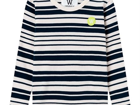 Wood Wood Off White Navy Stripes Kim Blouse on Sale