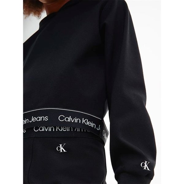 Calvin Klein Punto Logo Tape Cropped Hoodie Black Online