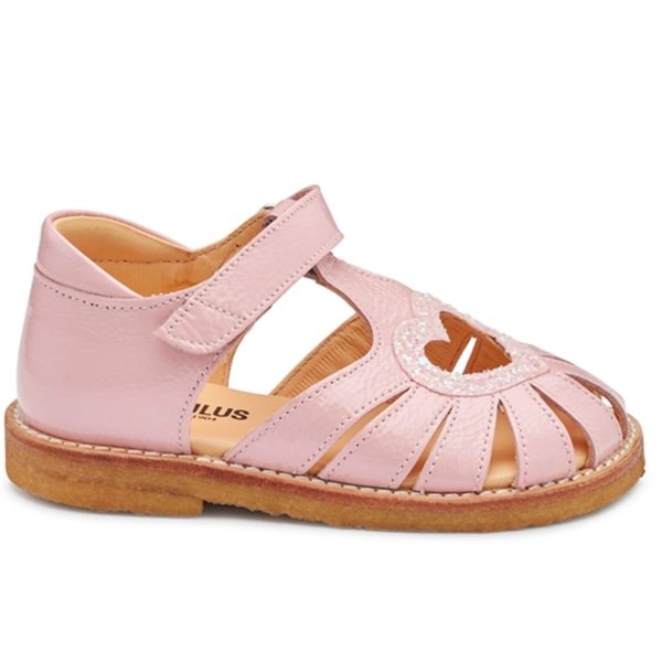 Angulus Hjerte Sandal W. Velcro Rose Rose Glitter For Cheap