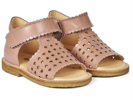 Angulus Starter Sandal W. Velcro And Hearts Dark Peach on Sale