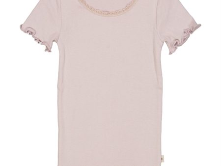 Wheat Soft Lilac Rib Lace T-shirt Online Sale