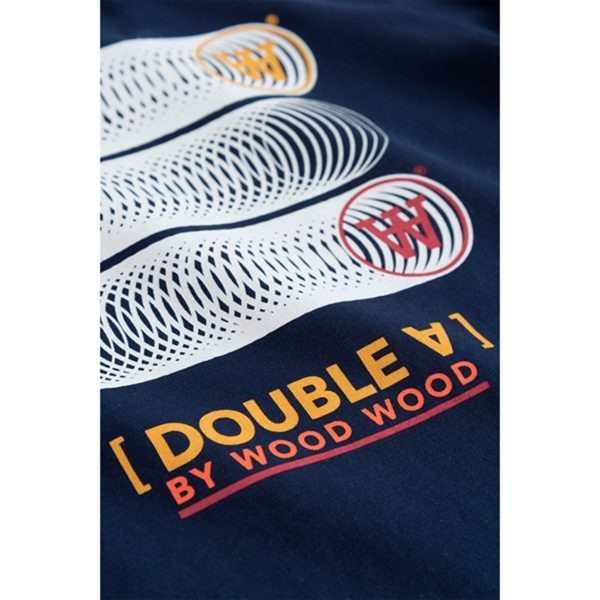 Wood Wood Navy Kim Stackes Logo Bluse Online now