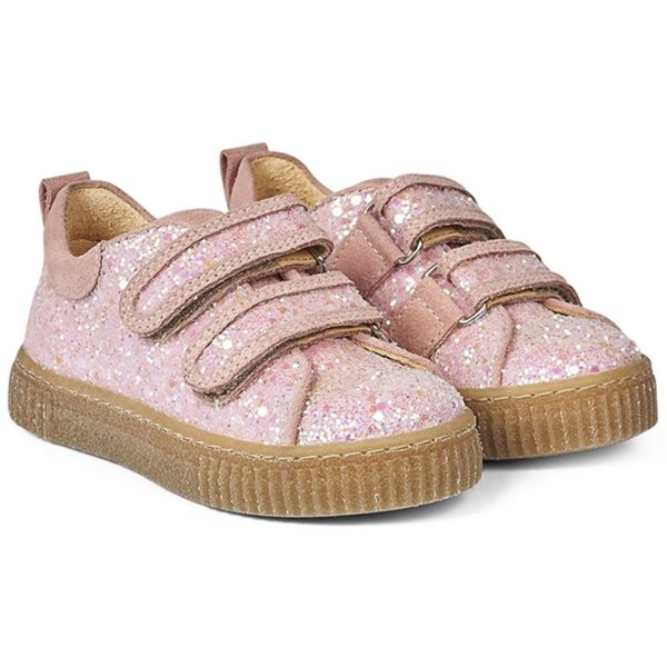 Angulus Glitter Sneaker W. Velcro Peach Rose Glitter Discount