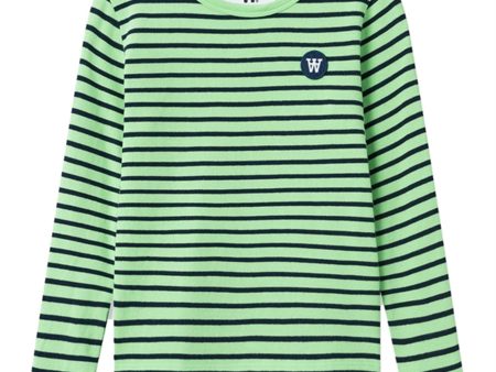 Wood Wood Pale Green Navy Stripes Kim Shirt Online