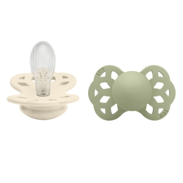 Bibs Infinity Silicone Symmetrical Bibs 2-pack Ivory Sage Sale