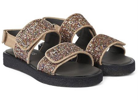 Angulus Glitter Sandal W. Velcro Sand Multi Glitter Hot on Sale