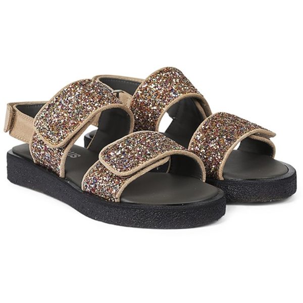 Angulus Glitter Sandal W. Velcro Sand Multi Glitter Hot on Sale