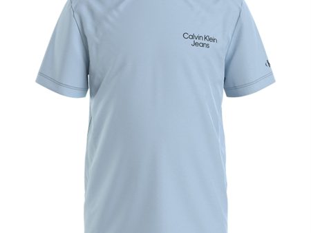 Calvin Klein Stack Logo V-Neck T-Shirt Keepsake Blue For Cheap