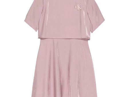 Calvin Klein Metallic Shine Dress Dark Blush Online now