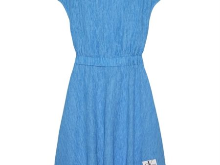 Calvin Klein Crinkle Fit Flare Dress Blue Crush Online Sale