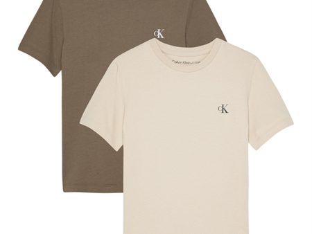 Calvin Klein Monogram T-shirt 2-pack Shitake Classic Beige Online now