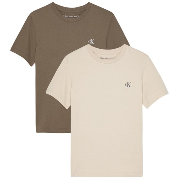 Calvin Klein Monogram T-shirt 2-pack Shitake Classic Beige Online now