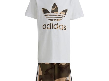 adidas Originals White Shorts Tee Set Online now