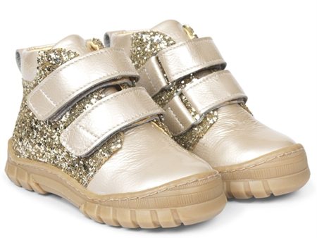 Angulus Beginner Shoes w Velcro Creme Champagne Glitter Online now