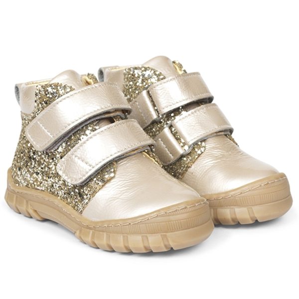 Angulus Beginner Shoes w Velcro Creme Champagne Glitter Online now