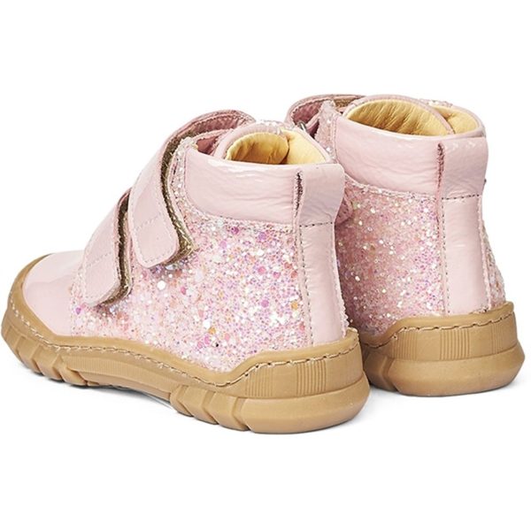 Angulus Starter Shoe W. Velcro And Glitter Details Peach Peach Glitter Online Sale