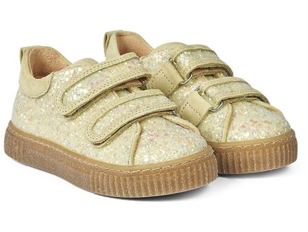 Angulus Glitter Sneaker M. Velcrolukning Lys Gul Glitter Lys Gul Online Hot Sale