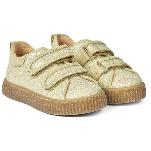 Angulus Glitter Sneaker M. Velcrolukning Lys Gul Glitter Lys Gul Online Hot Sale