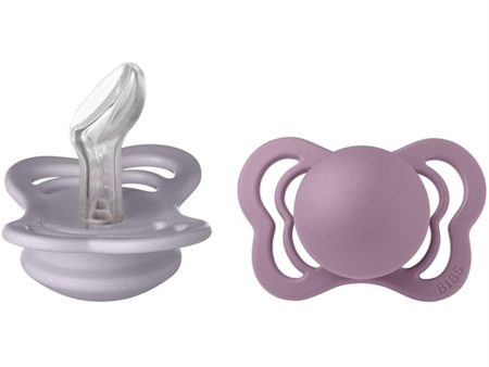 Bibs Couture Silicone Pacifier 2-pack Fossil Grey Mauve Hot on Sale