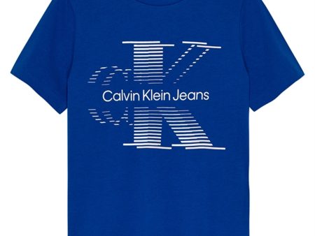 Calvin Klein Lined Monogram T-Shirt Ultra Blue For Sale