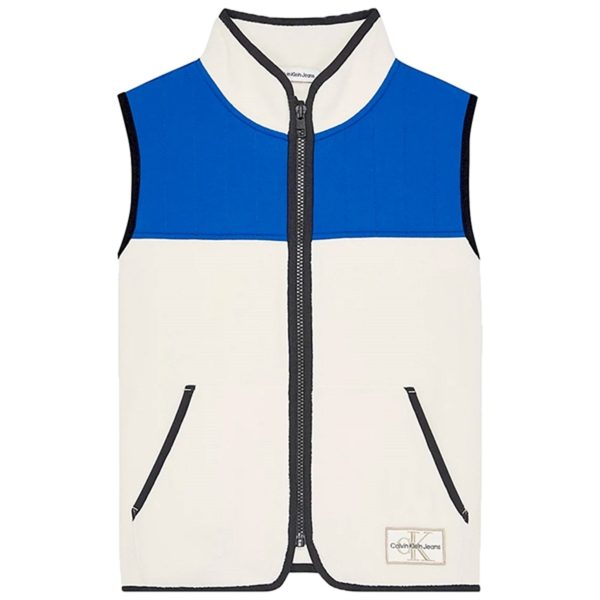 Calvin Klein Mix Media CLR Block Fleece Vest Muslin Discount