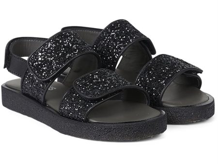 Angulus Glitter Sandal W. Velcro Black Black Glitter Fashion