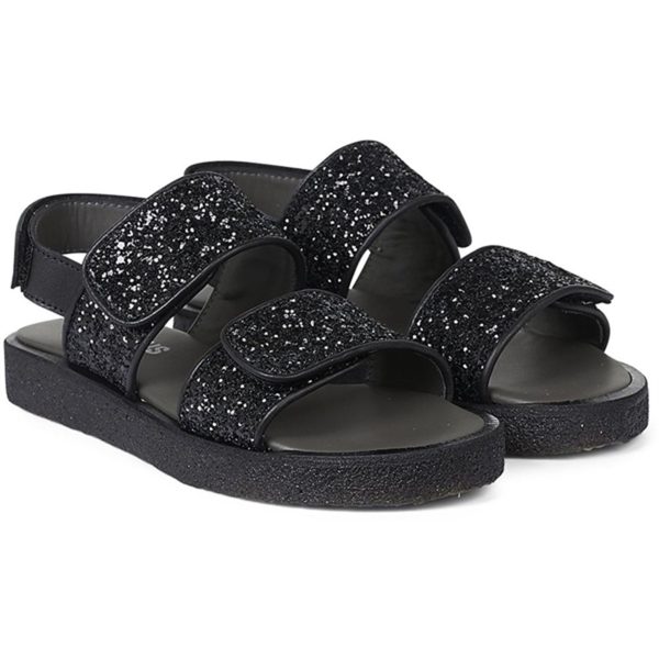 Angulus Glitter Sandal W. Velcro Black Black Glitter Fashion