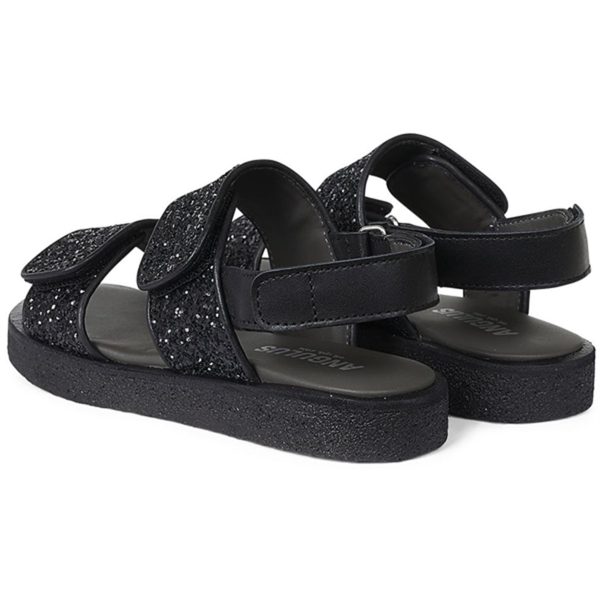 Angulus Glitter Sandal W. Velcro Black Black Glitter Fashion