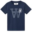 Wood Wood Navy Ola Tonal Logo T-shirt Online Hot Sale